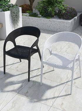 VFO镂空餐餐塑料靠椅子椅背椅加厚家用户外休闲现代简约厅凳子跨