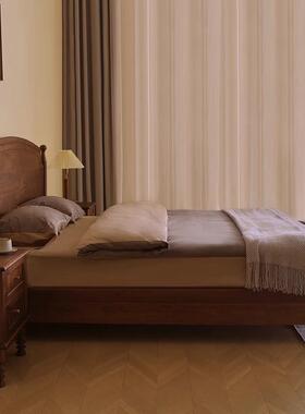 北美黑胡桃木1.米8米美式全实木主双SDU.人床15床轻奢樱桃木卧儿