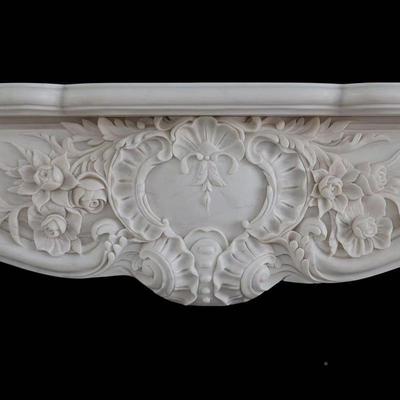 大理石14050大花雕花壁炉式法式别墅欧客厅取暖炉天然白石材壁架