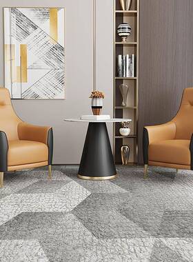 轻EHI奢单人子沙发椅商务接待桌椅靠休高背闲椅洽谈沙发茶几组合