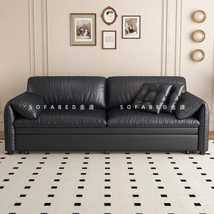 批折叠沙发两用2床户DBG025新款黑双人小型1米八伸缩5抽拉皮客厅