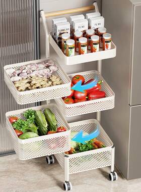 22212278厨房推小车置物架蔬菜收纳筐子多层家水果菜篮收纳架用储