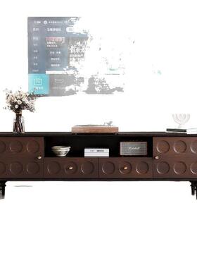 复古型实电视柜黑色美木式小风户客厅家用收纳80944储物柜中古家