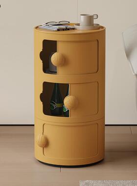 收沙意奶油风边几圆形简约家LZF用小户型发茶几创现代纳小柜子