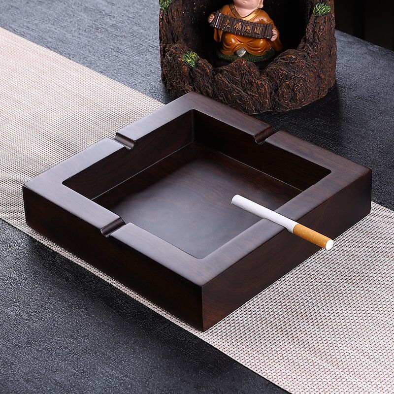 黑檀实木特大号防摔烟灰缸