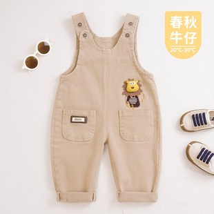 宝宝背带裤加绒加厚春秋季新款超萌男儿童软牛仔裤女童婴儿吊带裤