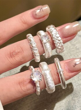 2024新款中式千金富贵风拉丝开口戒指女生小众高级感轻奢情侣指环