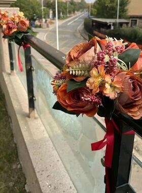 结婚楼梯扶阳台装饰女手方花婚礼梯拉花扶男房方婚F7875SS9布置婚