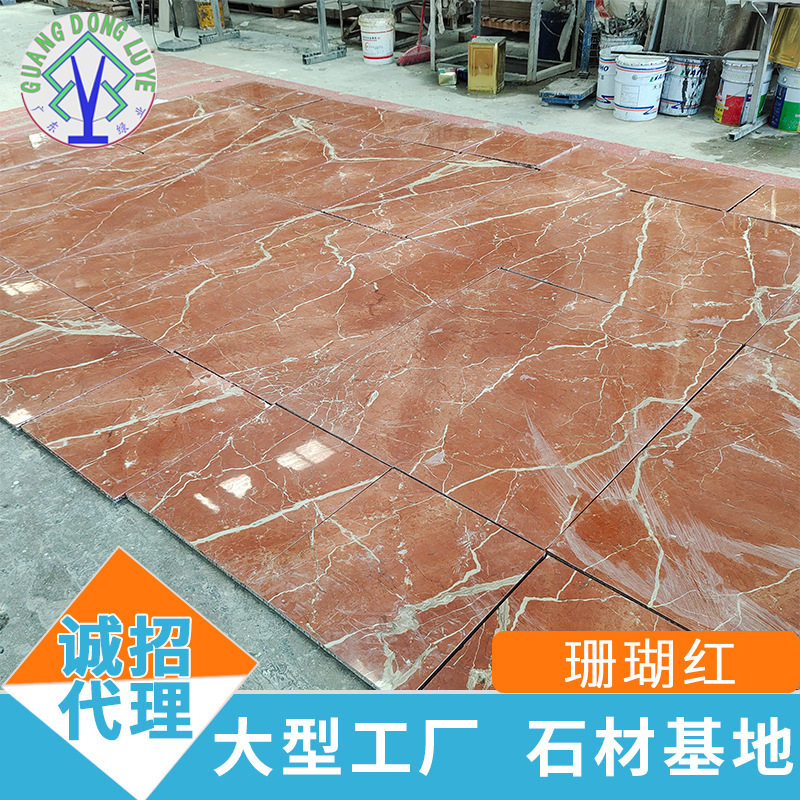天然大理石珊瑚红台面墙地板