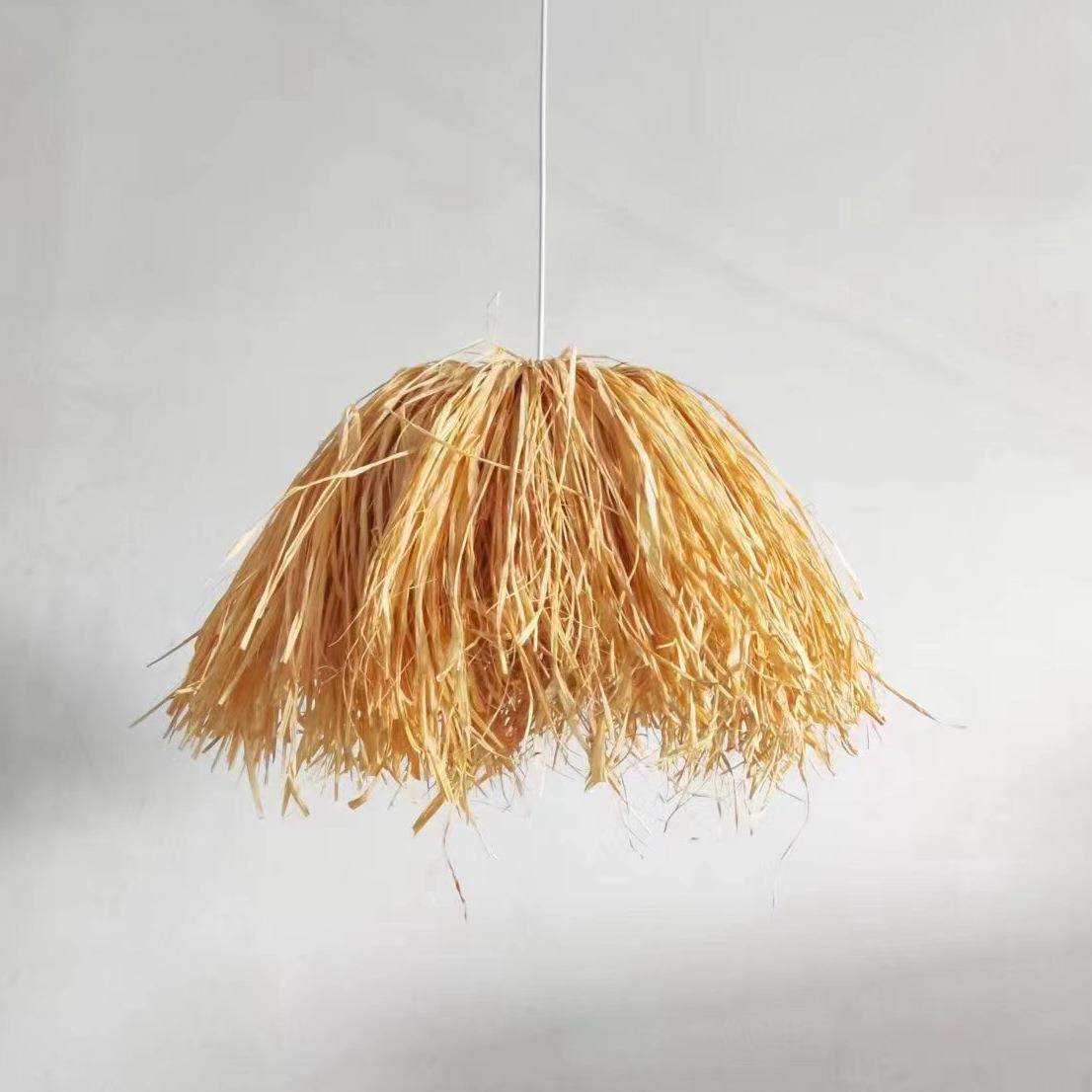 日式民宿藤646茶室艺编编织吊灯拉菲草鸟窝吊灯中式复古草吊灯,家装灯饰光源,智能吊灯,淘宝优惠券,粉丝福利购,淘宝优惠卷