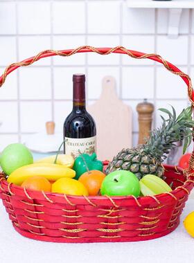 FSII#款水果篮藤篮编手提送礼花篮采摘竹水果新店篮包装超市蔬菜