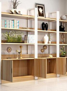 展客厅铁艺书柜钢组示架创意木合书架置物架落DWW地简易收纳储物