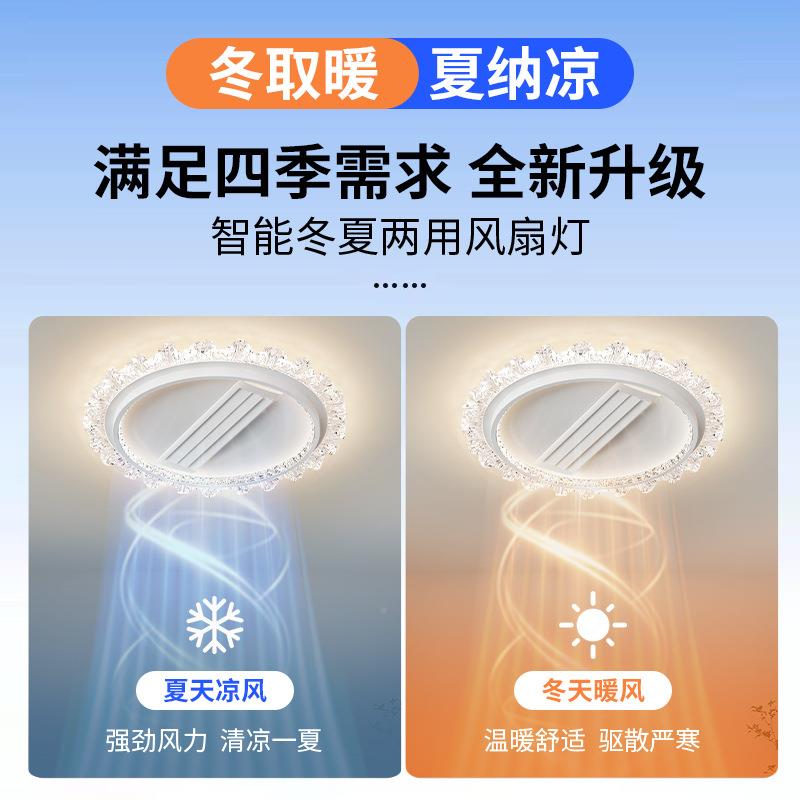 现简约客厅代吸顶灯冷暖扇两用无叶风CAO灯全光智能语音卧谱室书