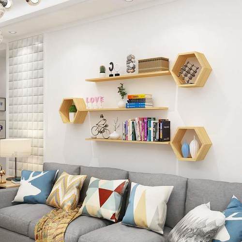 WYK客厅墙收面装书架墙物上置架卧室床头隔板壁挂式简易纳创意饰