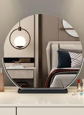 半圆化妆发镜台式触摸屏轻奢电式BEH网红插简约LED卧带灯光室可旋