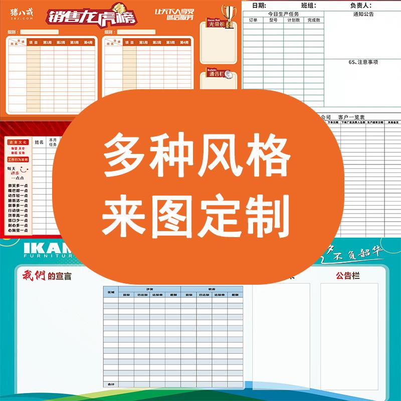 磁性软白可擦写P业绩榜文化墙展示贴龙虎榜ZCXK看板销售墙排板行