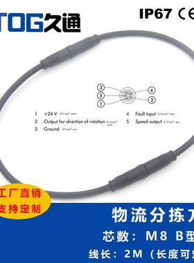 I自NTER推AAWROLL英特诺滚筒延长线5芯M8拉式锁卡扣式EC5000接头