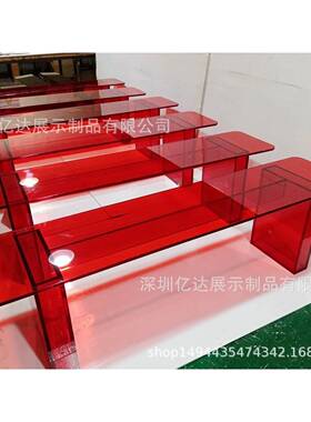 炫渐变色亚克力茶几彩板边几45211有凳机彩玻璃子UV彩色半透明虹