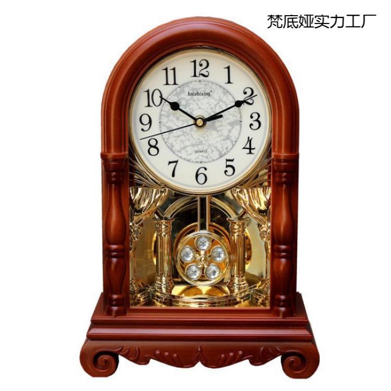 新品座号台钟钟摆件客钟厅复CZT古静音时钟中式老式摆大报时欧式