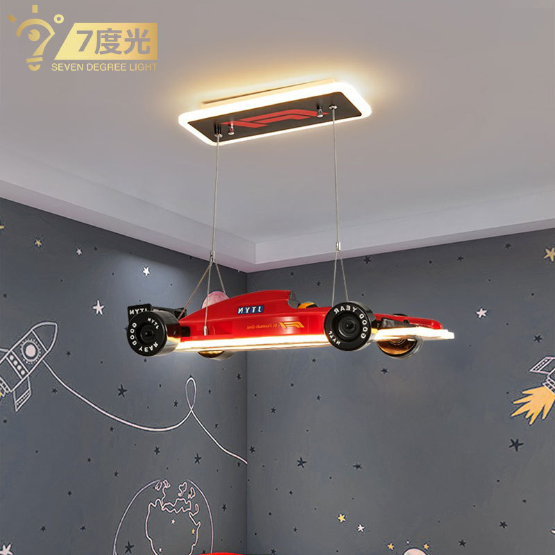 【跨境】儿童房汽车卧室吊灯个性F1方程式赛车跑车模型男孩房间灯