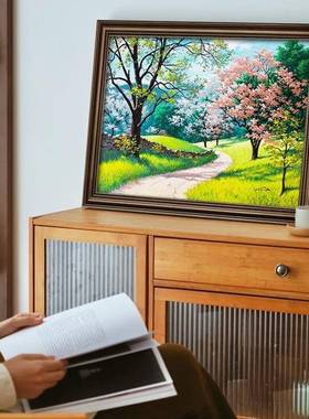 纯手绘油画厅挂美式风F96H9JTM景画餐厅装饰画轻客奢感画欧大式气