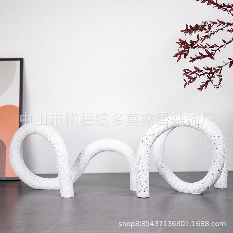 54634564现视代轻奢自由管型脂意摆件样板房创玄关树电柜软装家居
