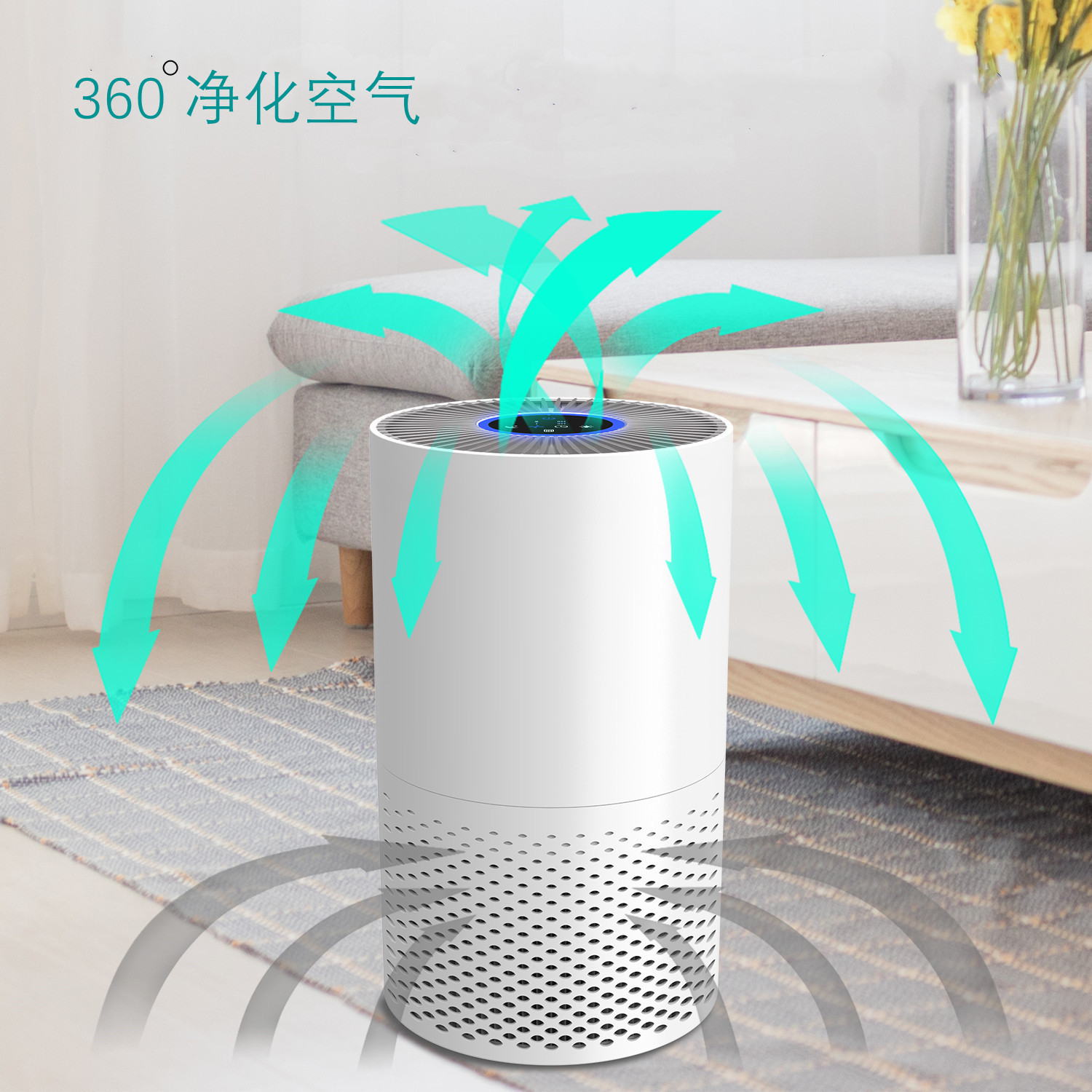 触控pm2.5家用HEPA空气净化器办公室除烟除尘除菌负离子空气净化