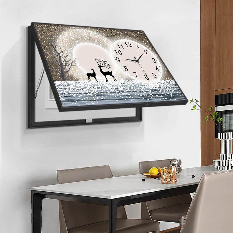 现代轻画奢电表箱装饰表挂钟客厅餐钟厅配电箱电闸PMU盒遮挡画挂