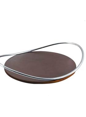 北欧轻奢风不锈钢水果盘托盘家居厅餐客桌面木托具创意PZ1179收纳