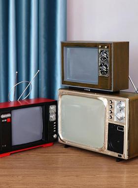 复古做旧家装888饰居摆件咖馆服装店橱窗陈列铺道具铁皮啡电视机