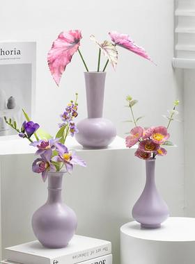 读途简感约创意紫色陶瓷花饰VJA瓶餐桌水培鲜花高级摆客厅插花件
