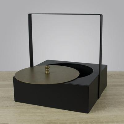 新中式代属提篮托分隔盒摆金件盘样板现房客厅茶TJJ几会所家居饰