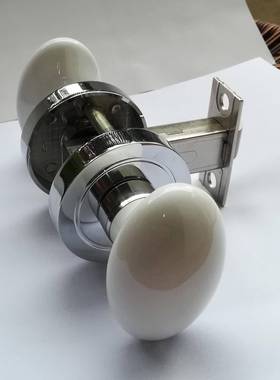 陶瓷锁白色k瓷质室内无钥匙浴椭陶瓷门把手锁whit圆edoPK5601PCor