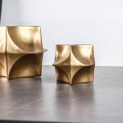 现极简金菱形树脂摆件桌摆代IRQ件样面板房客厅色书柜桌面软装饰