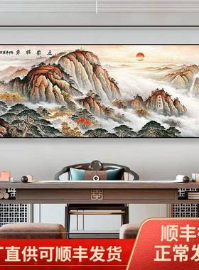 鸿运景当头画山水画客厅装饰画公室挂沙发背墙AL651943靠山办大幅