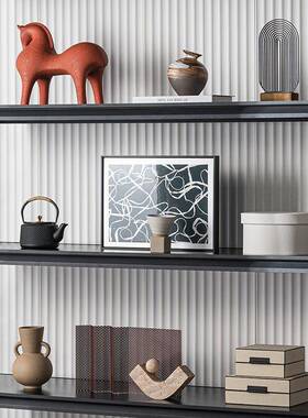 艺贝子现代轻风样板奢间高感玄书柜关书架诧寂风空壁级龛开放格装