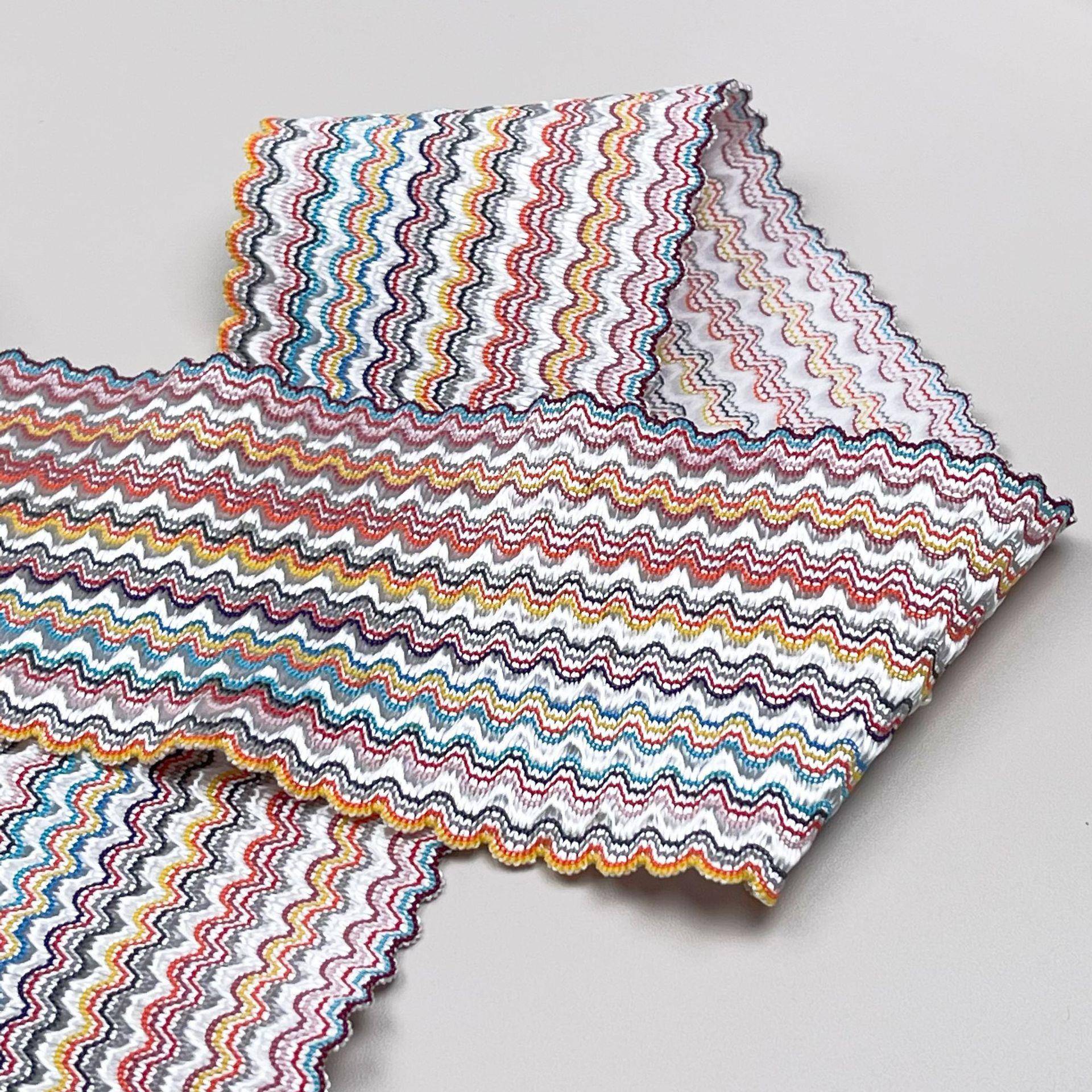 65c彩色双边788.水波纹松紧带浪波月牙裤裙腰头橡筋民族风m时尚织