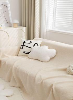 纯色沙盖布巾XRR雪尼发尔防猫抓沙发全包垫防防滑套罩现代简约尘