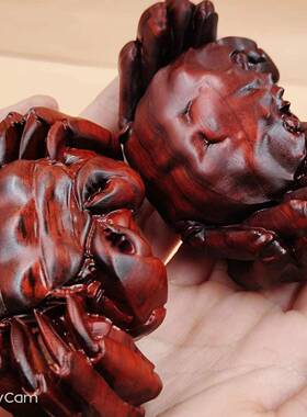 紫檀木大手木把件螃蟹宽05.51长雕1厘米无漆