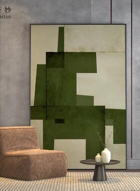 代轻奢客厅关装色饰画绿色块堆叠背景玄墙现EM-2120壁画走廊过道