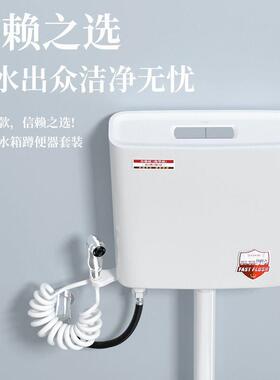 用瓷蹲便器臭冲水箱套装整套大便器23821陶防蹲坑家便池蹬便器卫