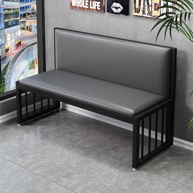 餐厅卡座酒吧烧烤奶茶店双人三人铁艺沙发软包长S椅现代休闲长条