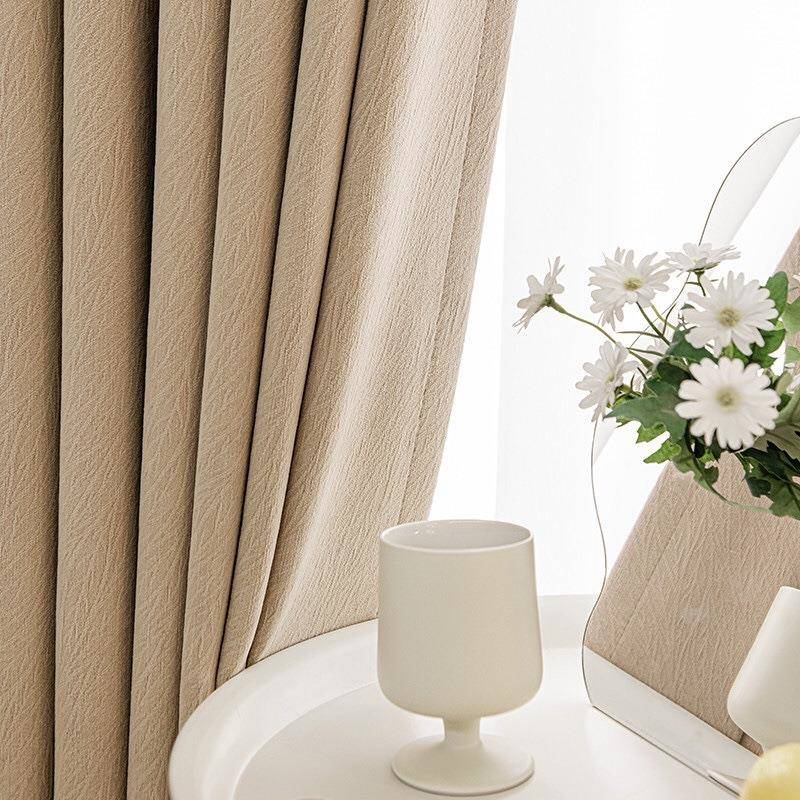 法式油芝士羊奶绒雪尔遮光窗帘成品卧色室阳台客厅飘窗尼轻奢154