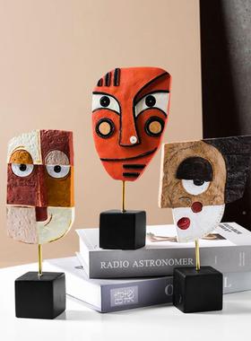 意iYHEns抽象术人脸摆件轻奢现代客厅电视酒创柜办公艺室居家装饰