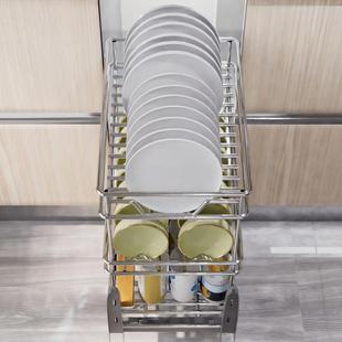 厨房拉篮304不亿升隆钢抽屉碗架整体橱柜立式碗篮调味碟拉篮置物