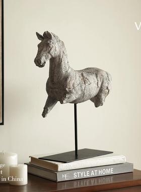 梵其【马马当先侘寂风抽象艺术雕塑摆件样板间酒一店UXF玄】关装