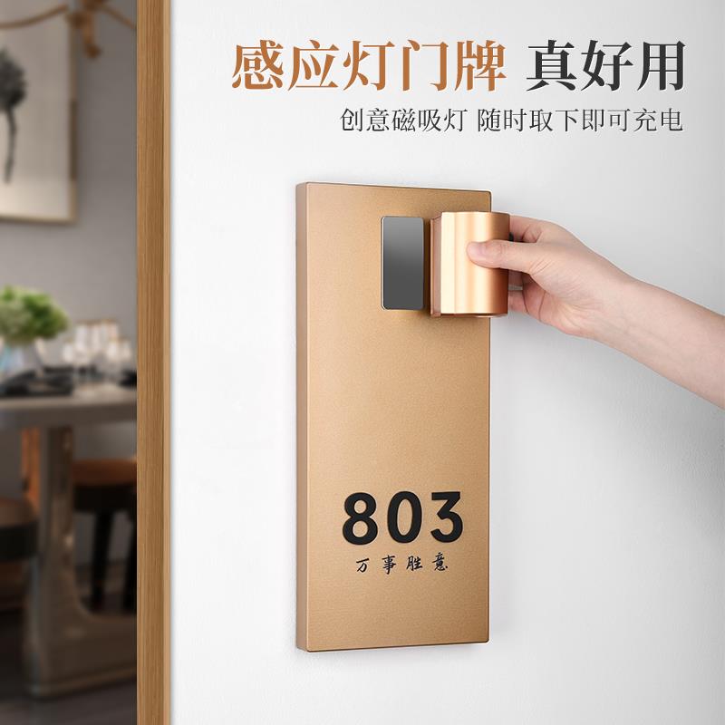 创意充MFT电感应灯金酒属烤漆发识光门牌号定制高档家用压克力立