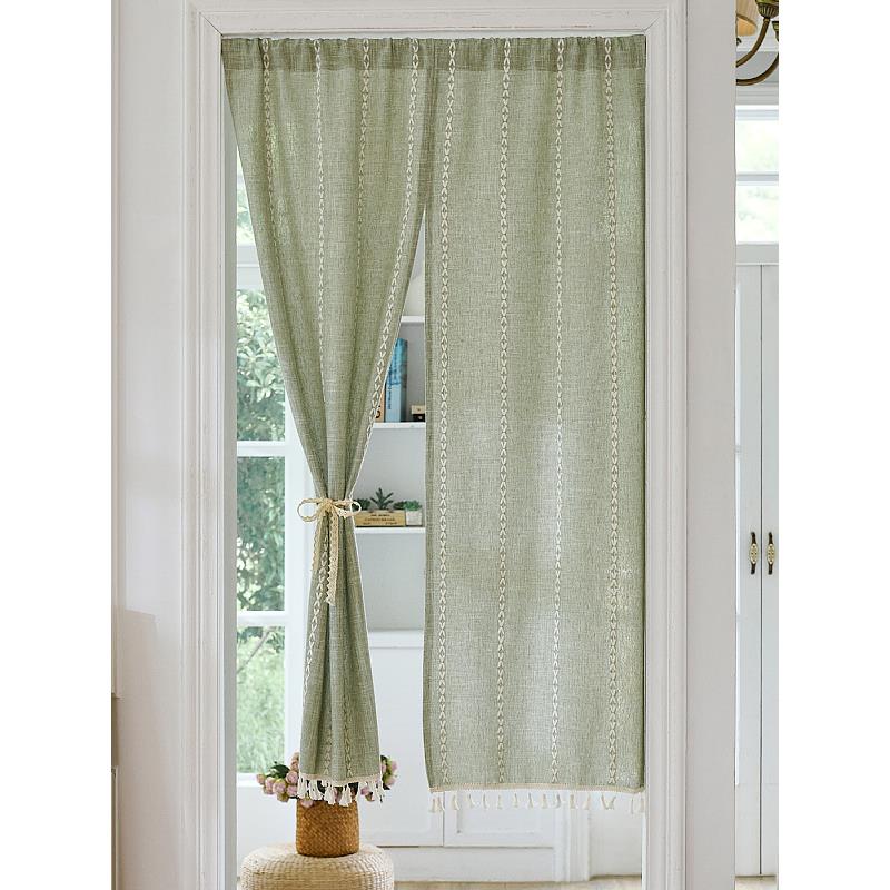 日系棉麻门帘半帘厅短帘卧室20250518厨免打孔半帘客房隔断帘玄关