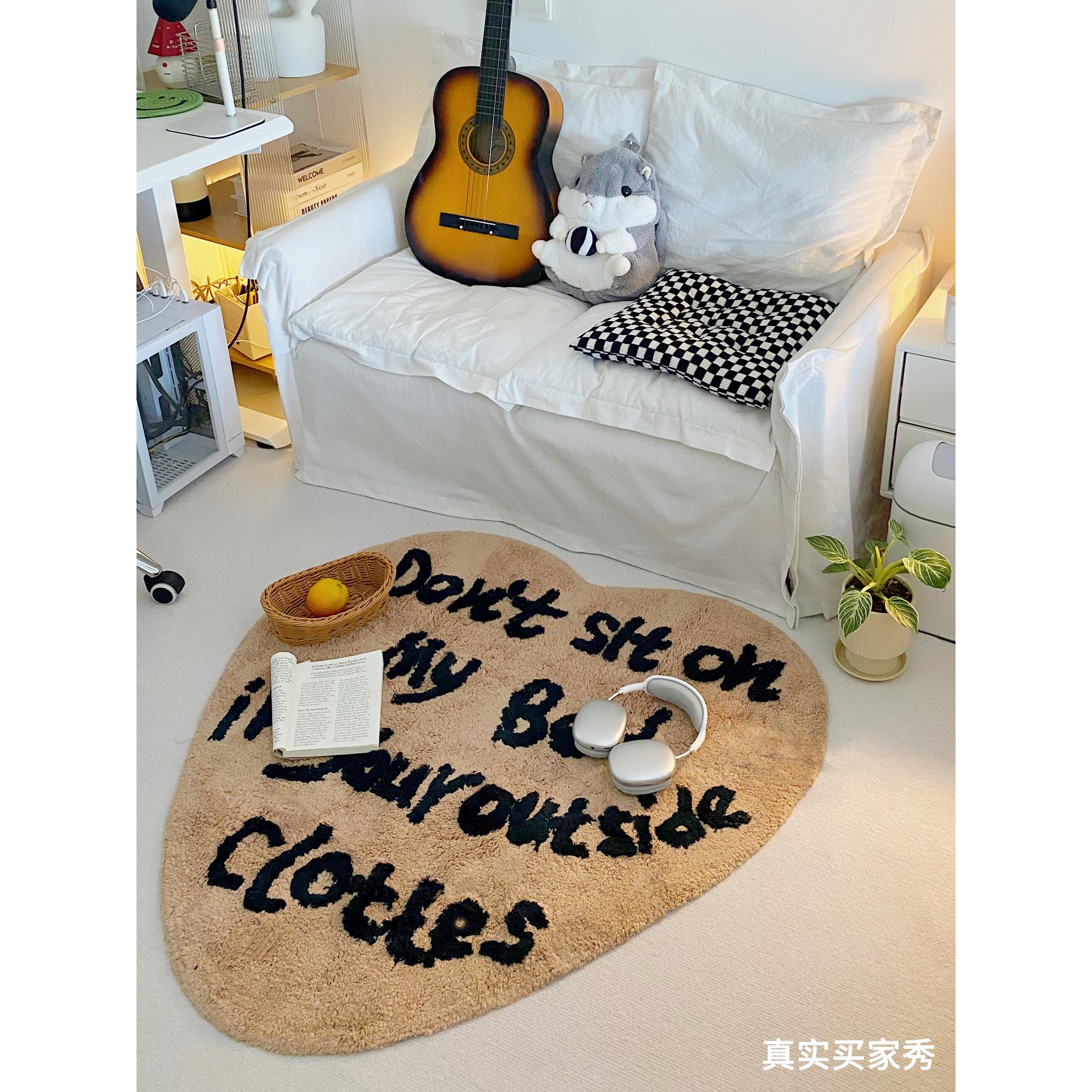 原创爱毯心全棉厚字母地法式复古梳妆VZC台加室床边卧毯客厅茶几