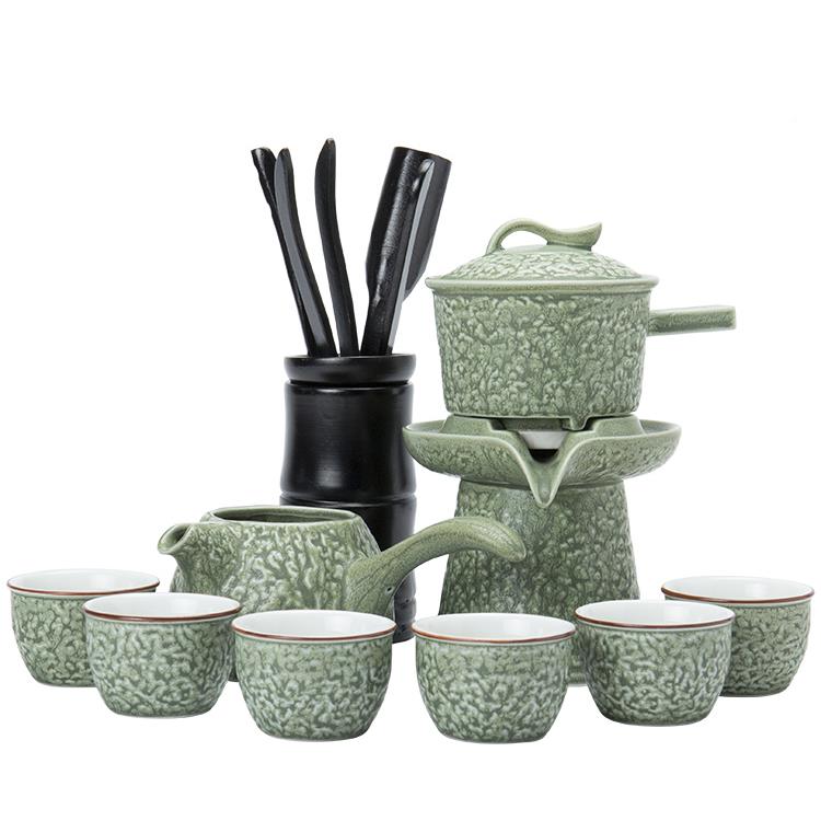 茶杯套装家用泡茶壶石磨懒人陶瓷具茶壶夫功茶半全自动泡RONKIN00